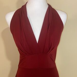 Moda International Deep Red Halter Midi Dress